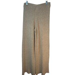 ZARA Small High-Waist Wide-Leg Pants Beige Polyester Blend Soft Texture